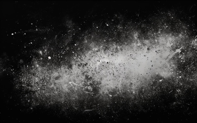 Фото Белый гранж-эскиз пыли и зерен на черном фоне подходит для наложения и экранного фильтра