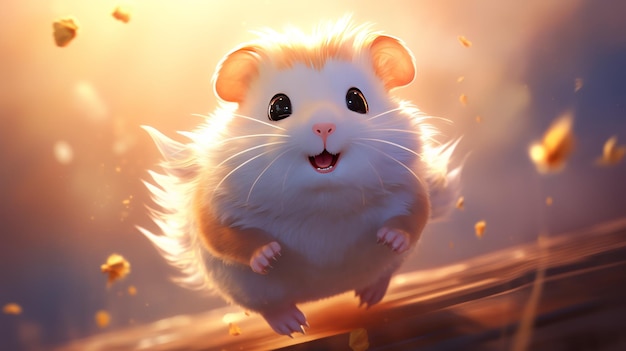 White Hamster Standing on Hind Legs