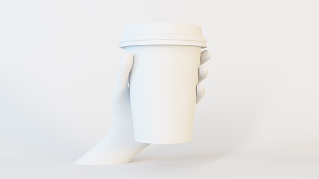 White hand holding a coffee cup