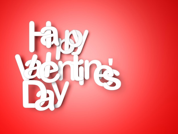 Photo white happy valentines day letters on red background