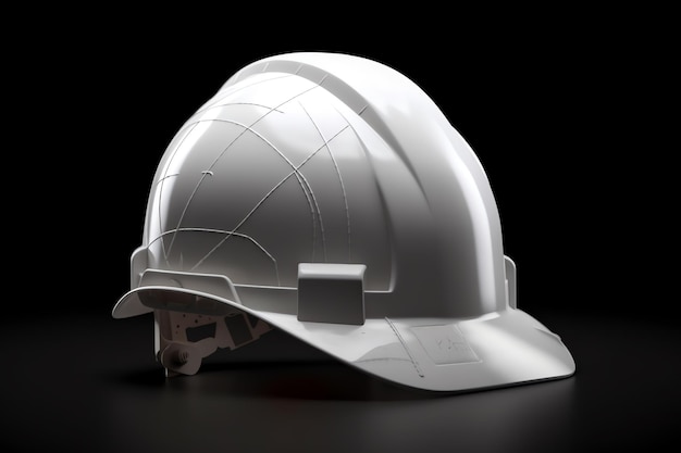 A white hard hat with the letter l on it