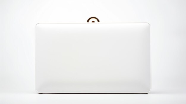 Photo white hardcase clutch bag isolated on white background with copy space for advertisement