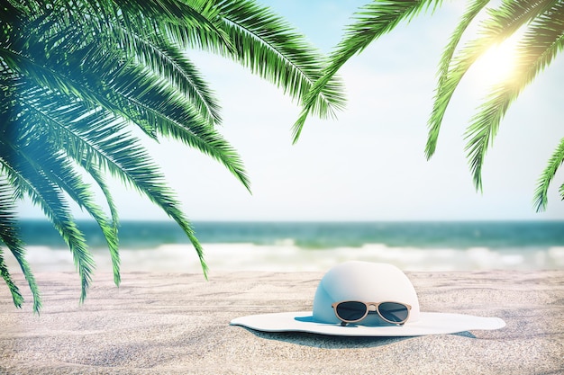 White hat on beach