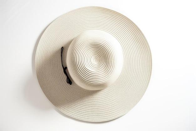 A white hat with a black logo on it