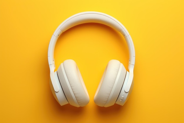 White headphones on a multicolored background generative ai
