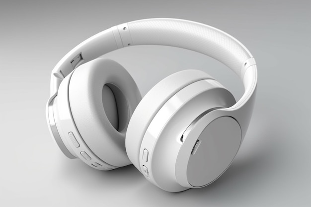 흰색 배경에 흰색 헤드폰 3d 렌더링 3d 그림