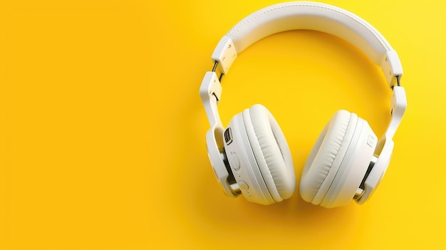 White headphones on a yellow background