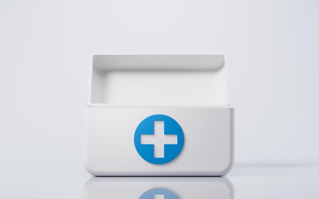 White health care medical box 3d rendering