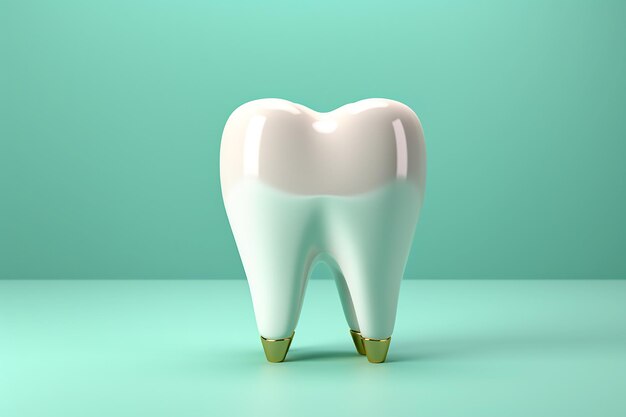 White healthy tooth on mint background