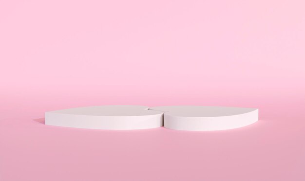 White heart shaped on a pink background 3D render