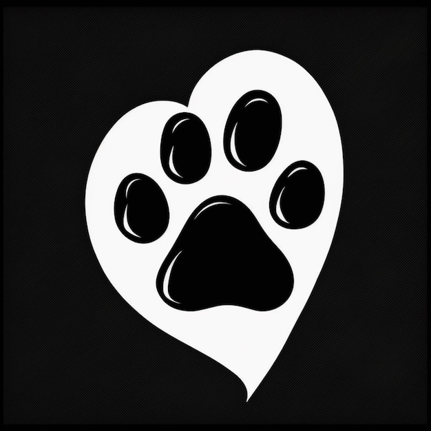 Photo a white heart with a paw print on it generative ai