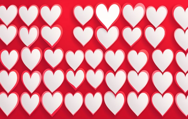 White hearts on red background Valentines day background