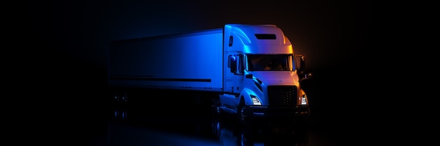 white heavy truck 3d rendering