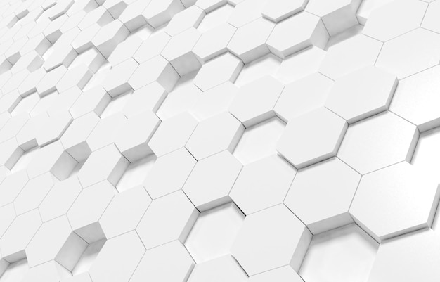 White hexagon 3D background texture 3d rendering illustration Futuristic abstract banner