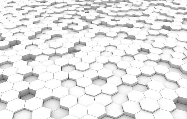 White hexagon 3D background texture 3d rendering illustration Futuristic abstract banner