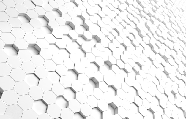 White hexagon 3D background texture 3d rendering illustration Futuristic abstract banner