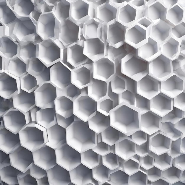 White hexagon 3d background texture 3d rendering illustration futuristic abstract banner