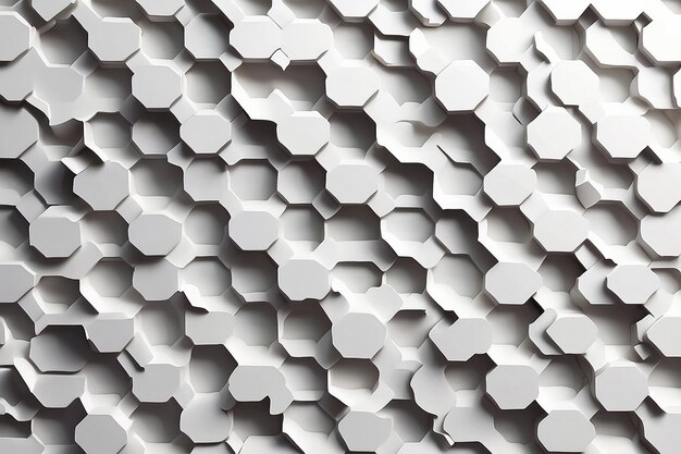 White hexagon pattern background3d rendering