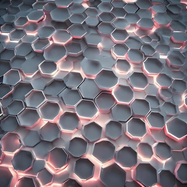 White hexagons background with neon hexagon pattern