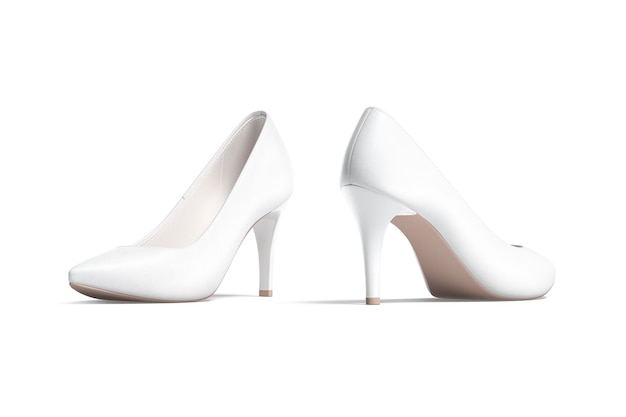 White high heels shoes mockup. Female casual footwear mock up. Elegance high-heeled boot model.