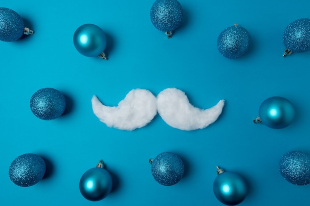 White hipster mustache of Santa Claus