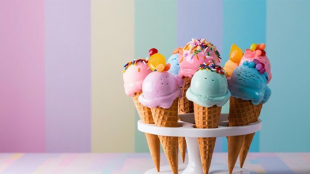 White holder with colorful ice cream cones