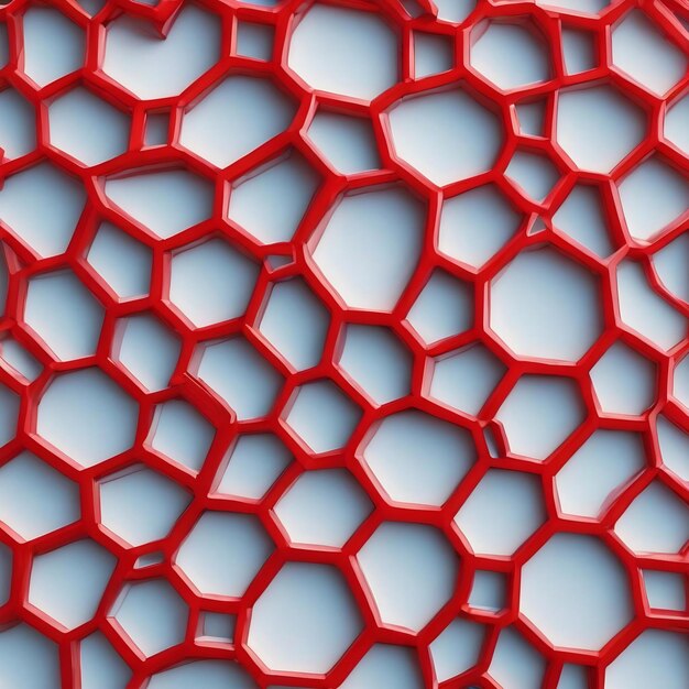 White honeycomb pattern and red lines