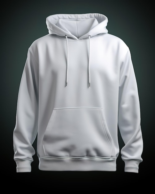 White hooded hoodie on black background