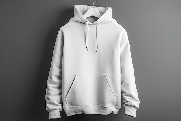 White hoodie mockup on grey background