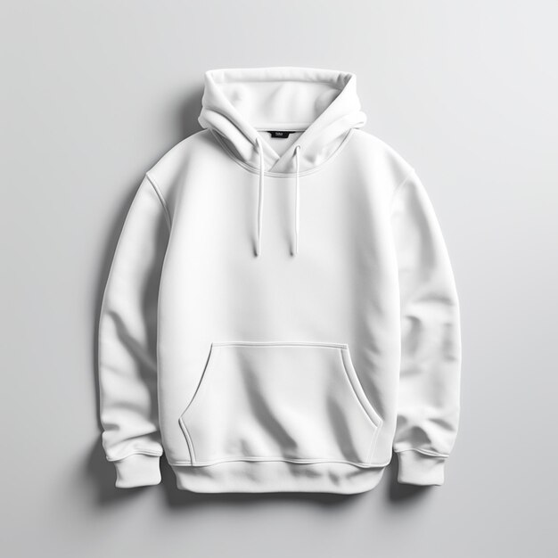 a white hoodie with a black logo on the front generative ai