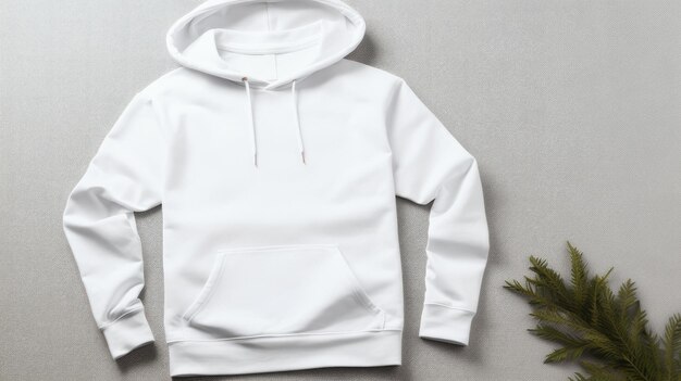 A white hoodie with a zipper on the left side. Premium AI generated image