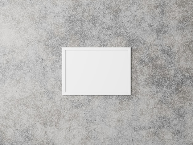 White horizontal picture frame on concrete wall