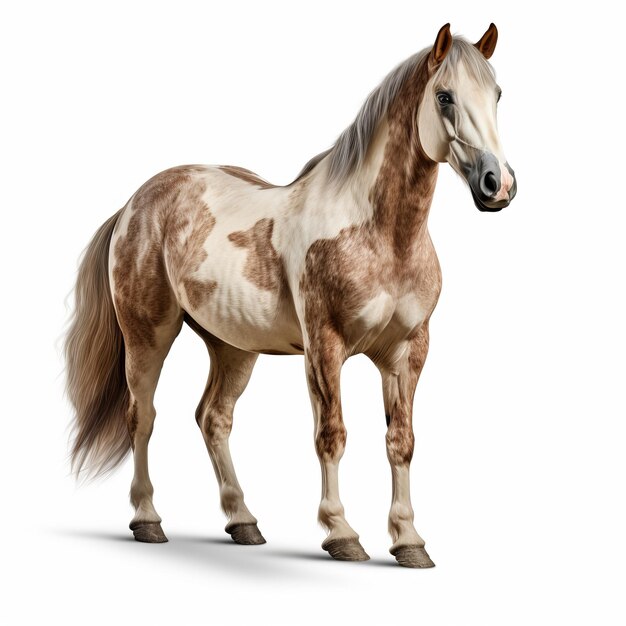 White horse isolated on white background 3D illustration clipping path