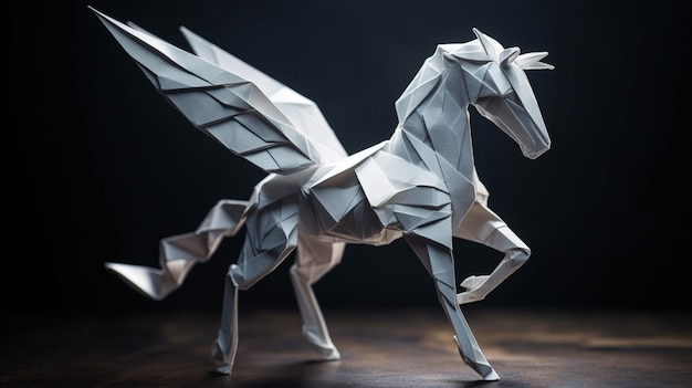 A white horse made of paper with the word horse on it