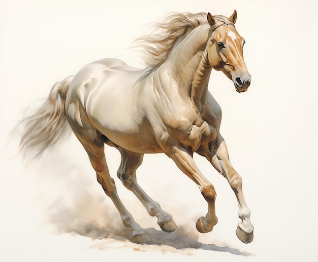 White horse mane tail hooves an animal is a friend of a person a pet