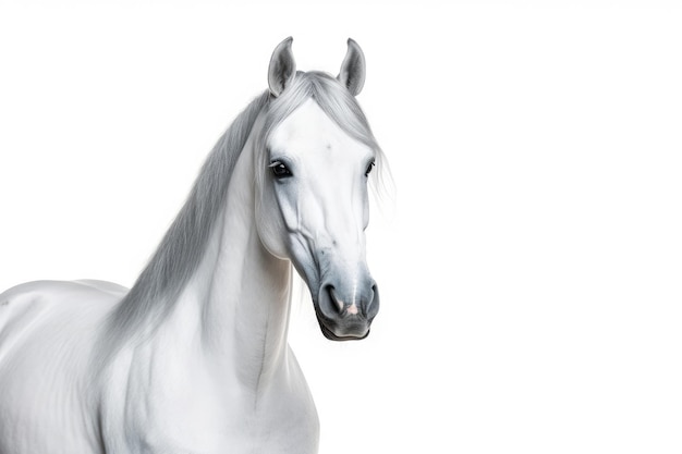 Белый конь, стоящий перед белым фоном на белой или прозрачной поверхности ПНГ Прозрачный фон