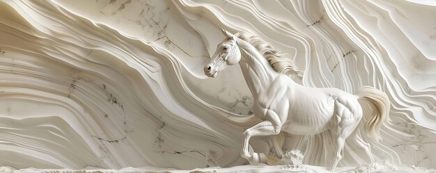 Photo a white horse statue with a white mane