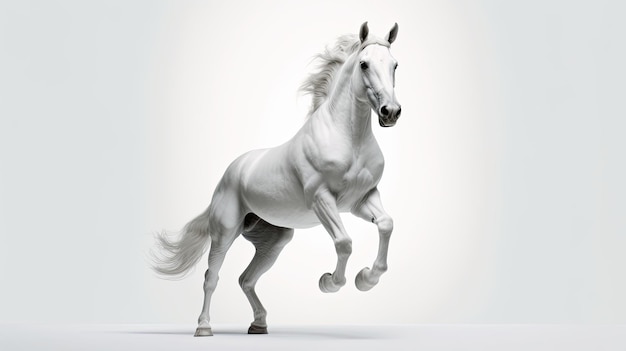 White horse on white background