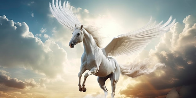 A white horse with wings