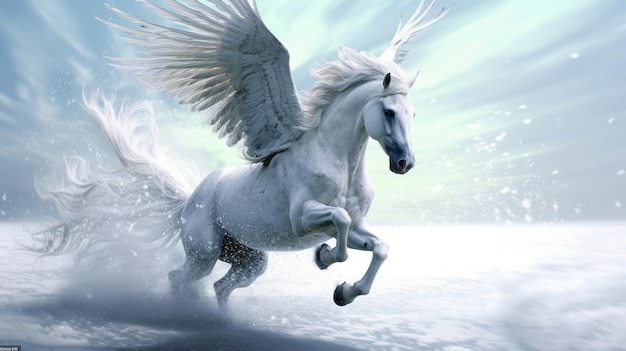 a white horse with wings