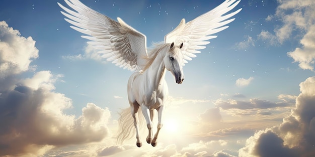 A white horse with wings