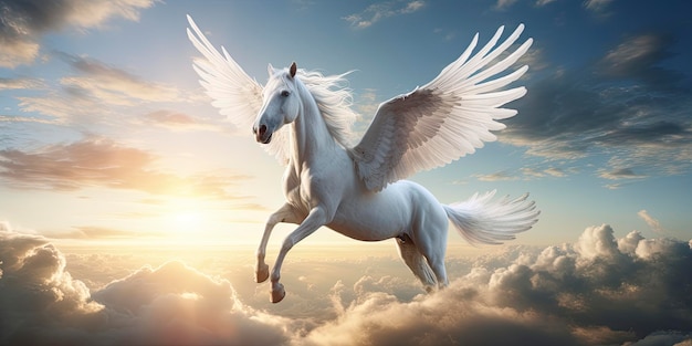 A white horse with wings