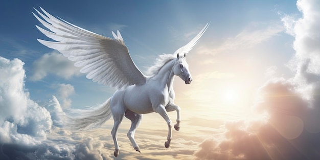 A white horse with wings