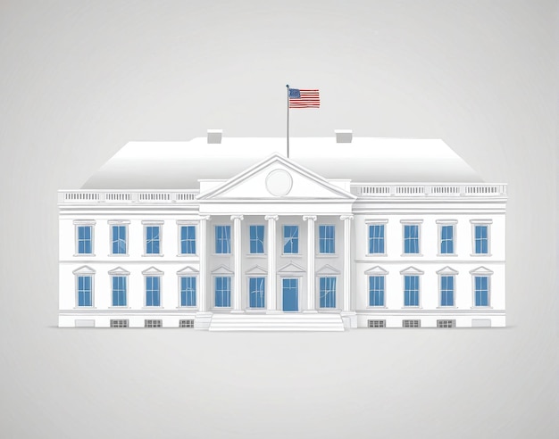 Photo white house with a flag