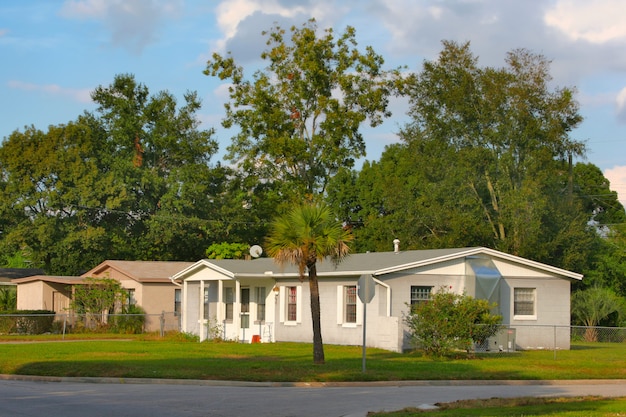 White house with trees, Florida, USA