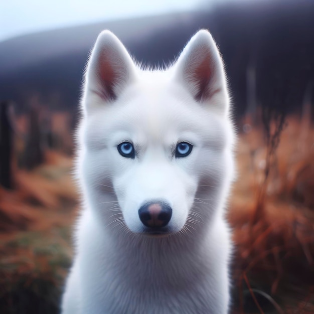 Photo white husky dog with blue eyes ai generative