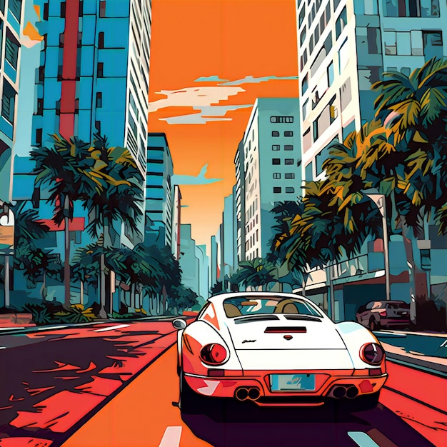 White Hypercar on Miami roads