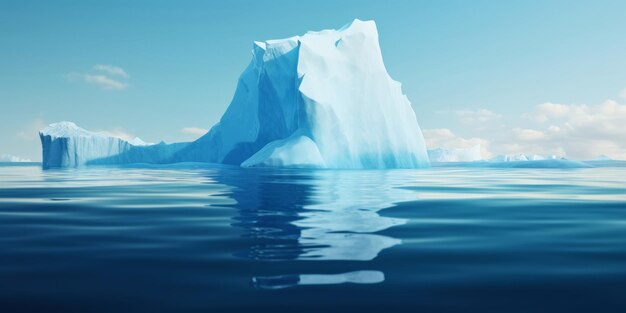 White Iceberg floating in clear blue sea under and above water view Global Warming Generative AI