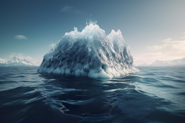 White iceberg submerged in water representing global warming