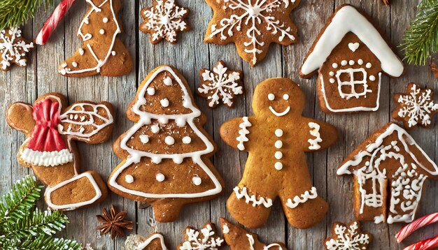 white icing between Delicious gingerbread man cookies for New Year's